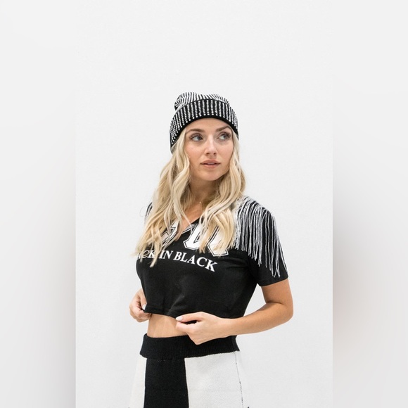 AC/DC Fringe Crop Top in Medium - Picture 11 of 11